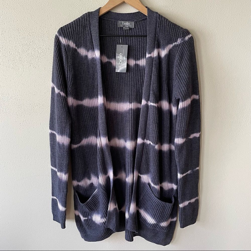 NWT Belldini Navy Blue Tie-Dye Oversized Open Cardigan - Size: Medium